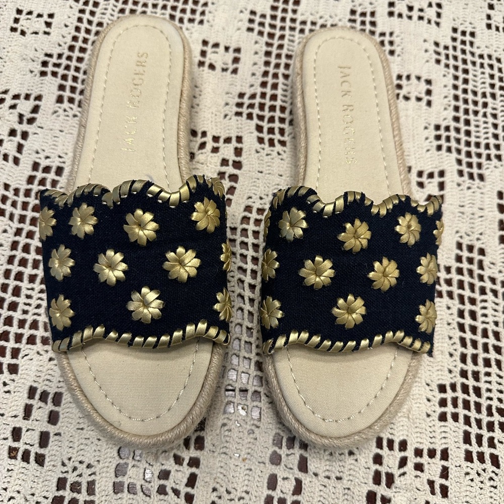 Jack Rogers Palmer Espadrille Slides size 8.5 Navy Blue